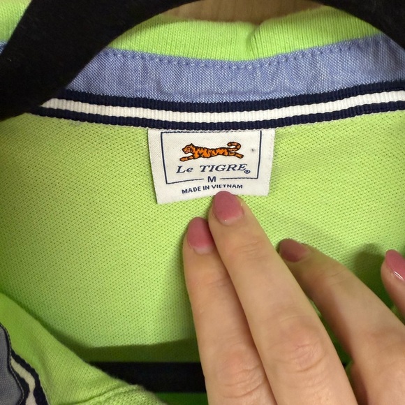 Le Tigre Polo Shirt Tiger Logo Men’s Short  Sleeve Medium Green - Picture 2 of 4